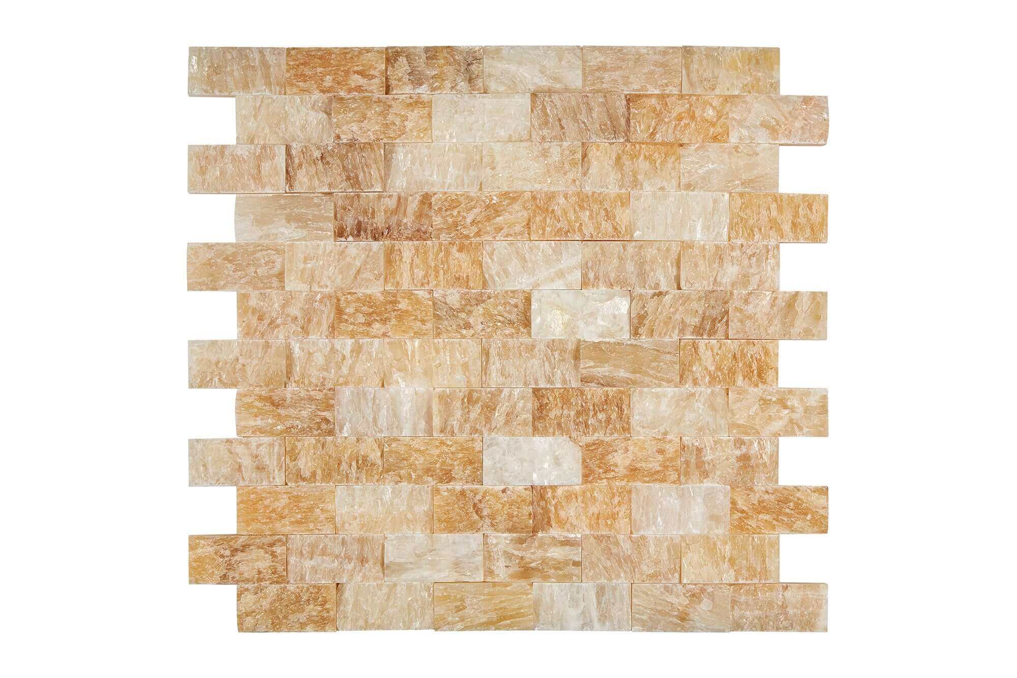 Honey Onyx Mosaic Split Face 1 x 2 Polished