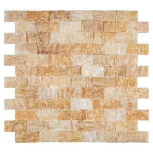 Honey Onyx Mosaic Split Face 1 x 2 Polished