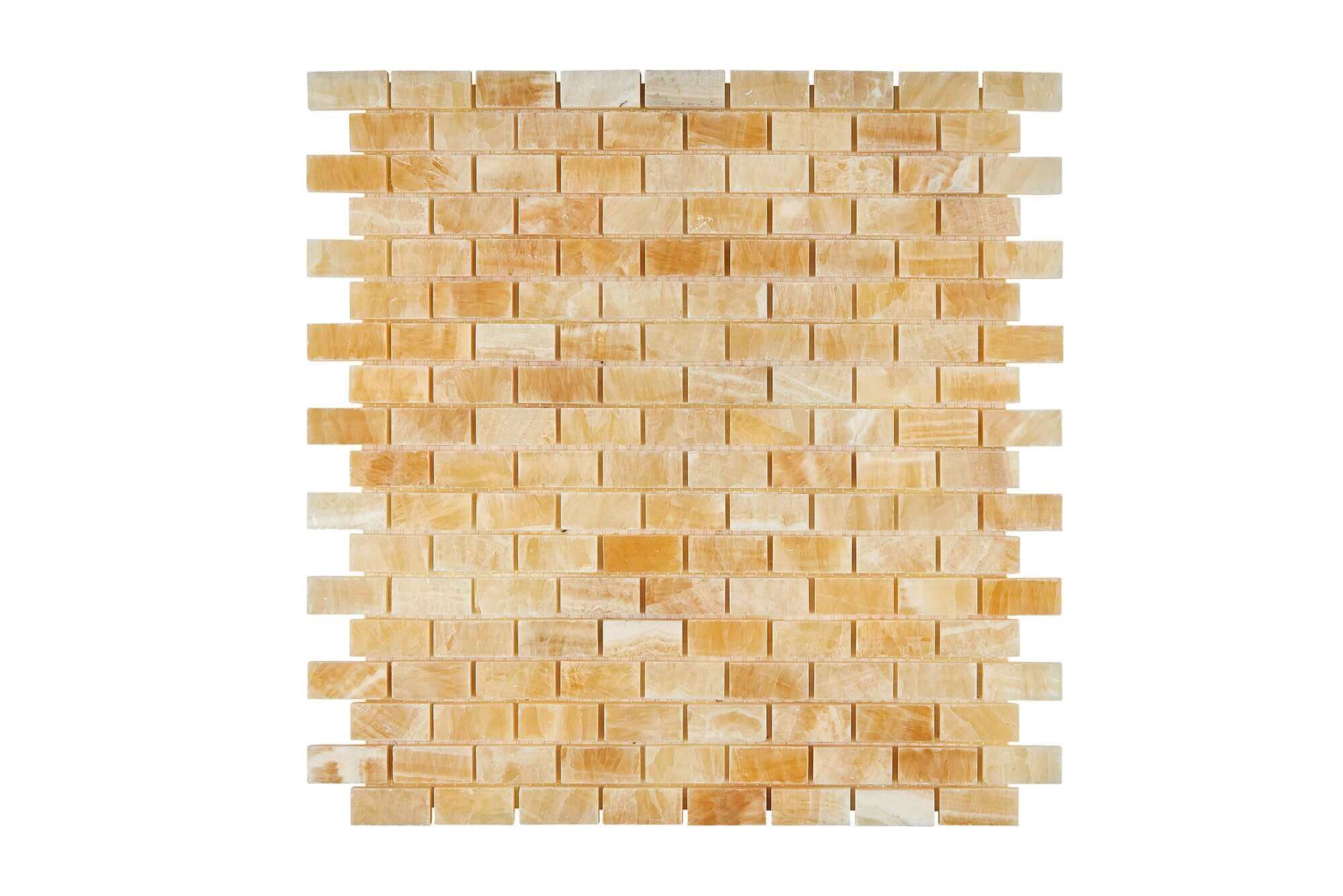 Honey Onyx Mosaic Mini Brick 5/8 x 1 1/4 Polished