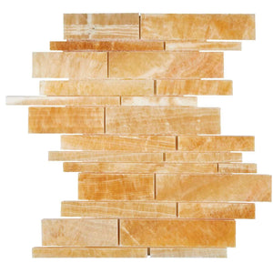 Honey Onyx Mosaic Random Strip Polished