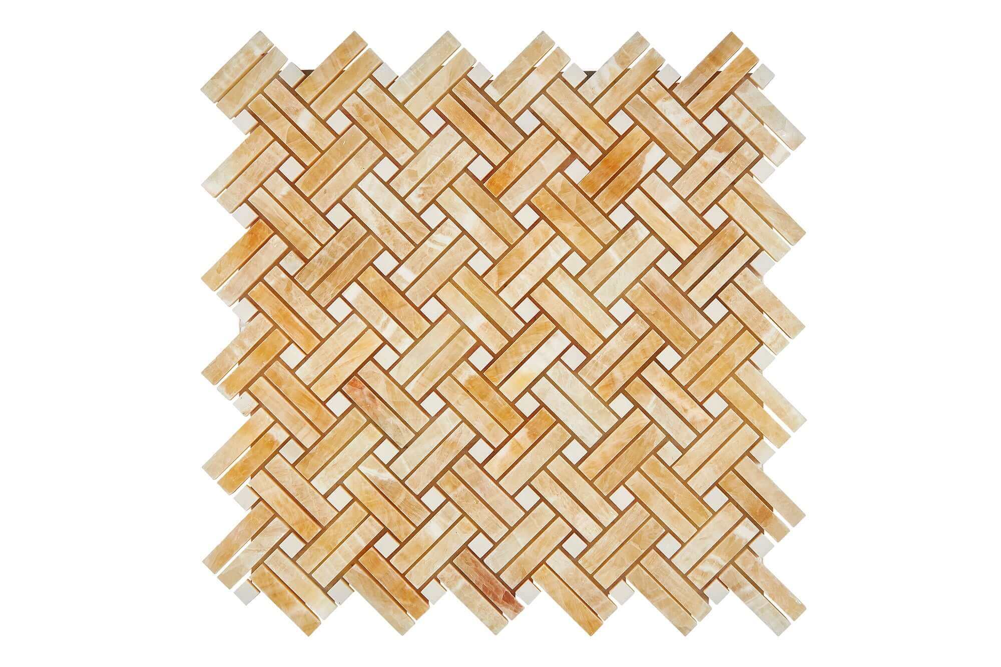 Honey Onyx Mosaic Stanza with White dots Polished