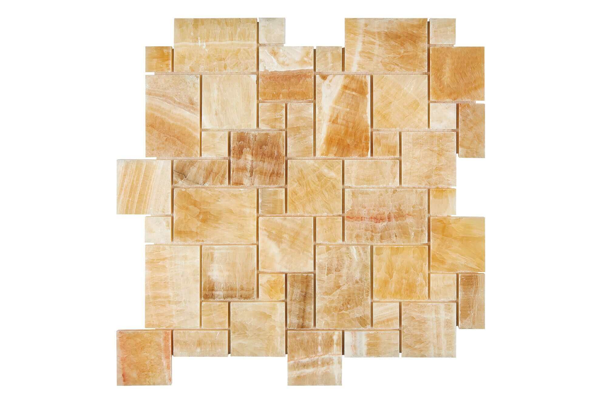 Honey Onyx Mosaic Mini Versailles Pattern Polished