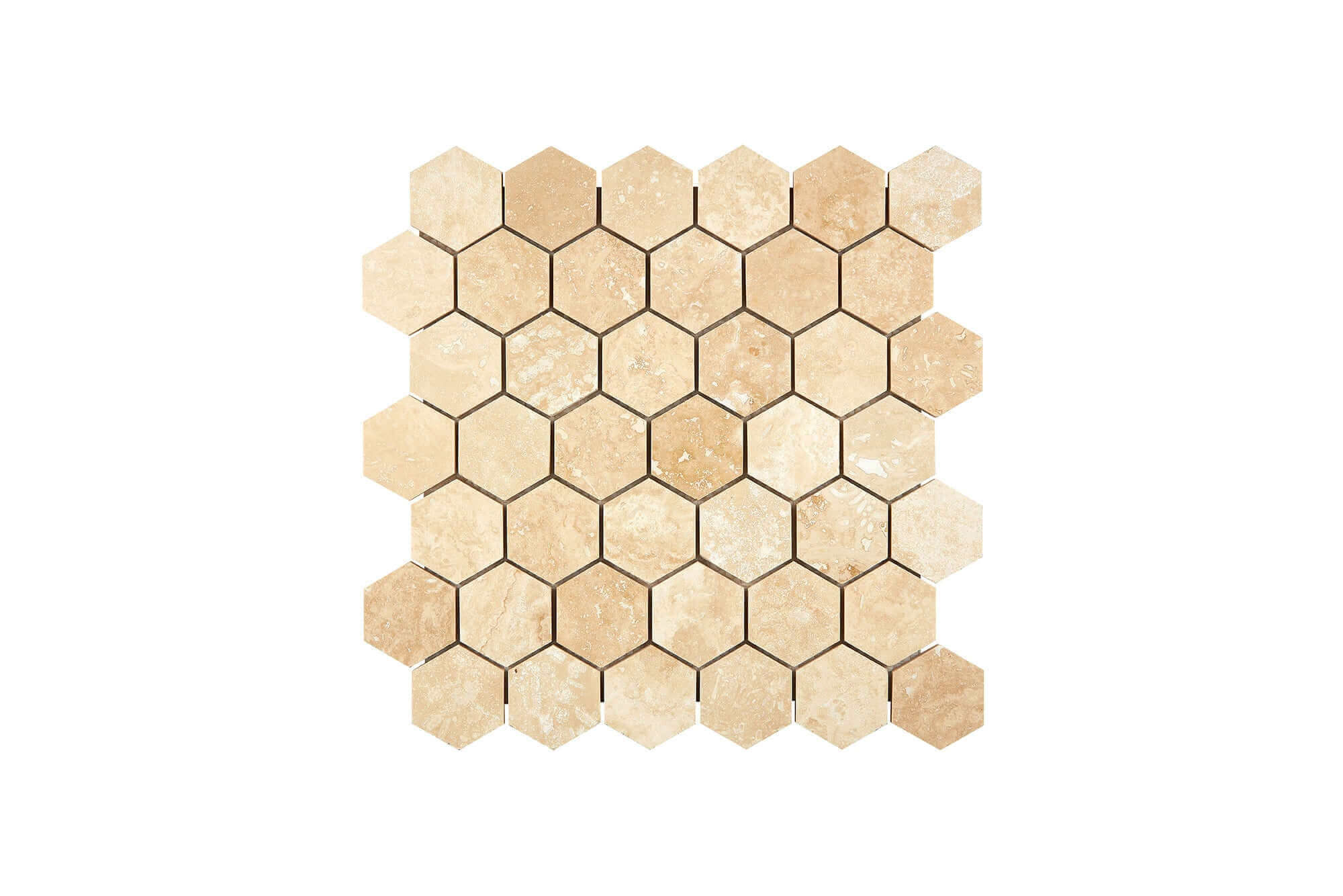 Ivory Travertine Mosaic 2 Hexagon Honed