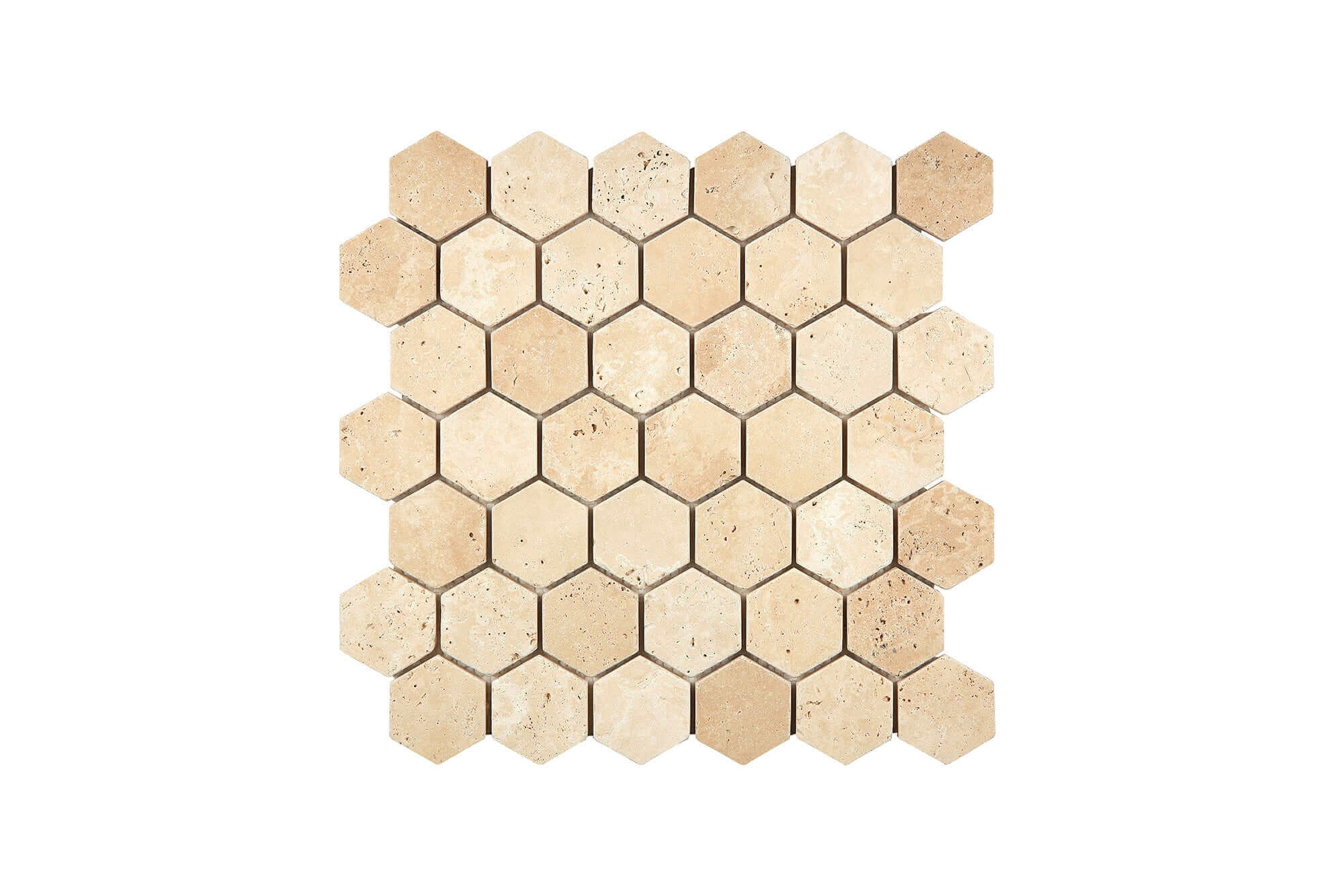 Ivory Travertine Mosaic 2 Hexagon Tumbled