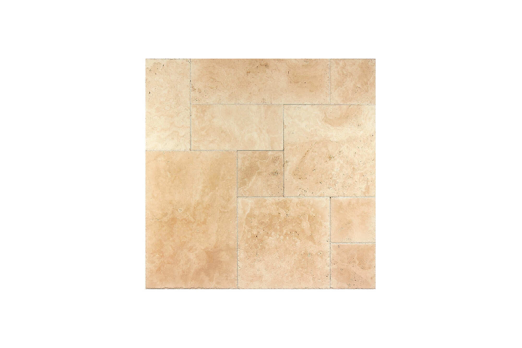 Ivory Travertine Versailles Pattern Chiseled Brushed Tile