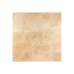 Ivory Travertine Versailles Pattern Chiseled Brushed Tile