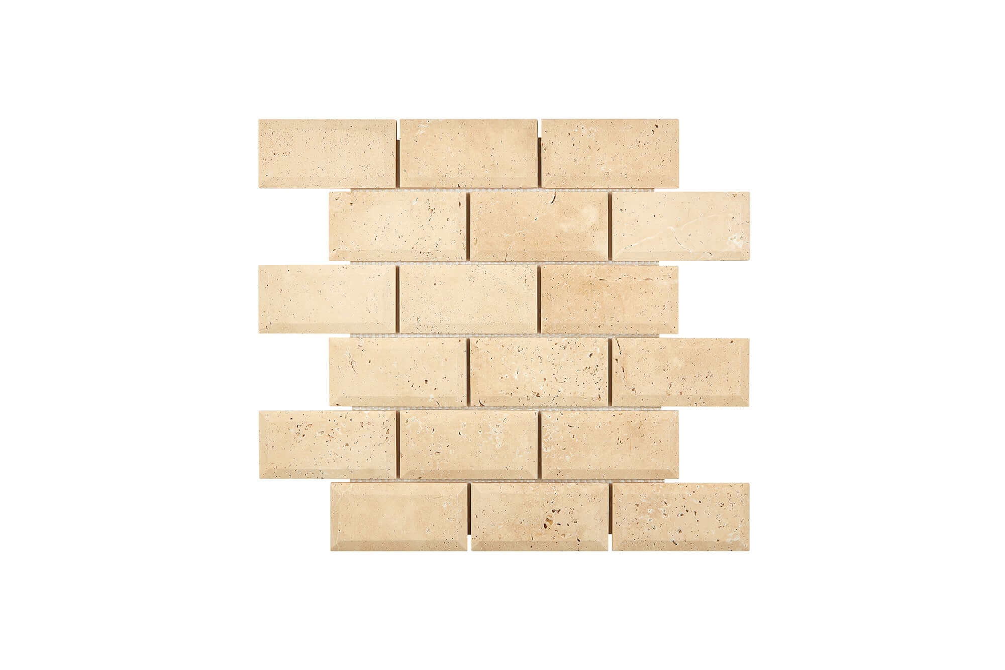 Ivory Travertine Mosaic 2 x 4 Deep Bevelled Honed