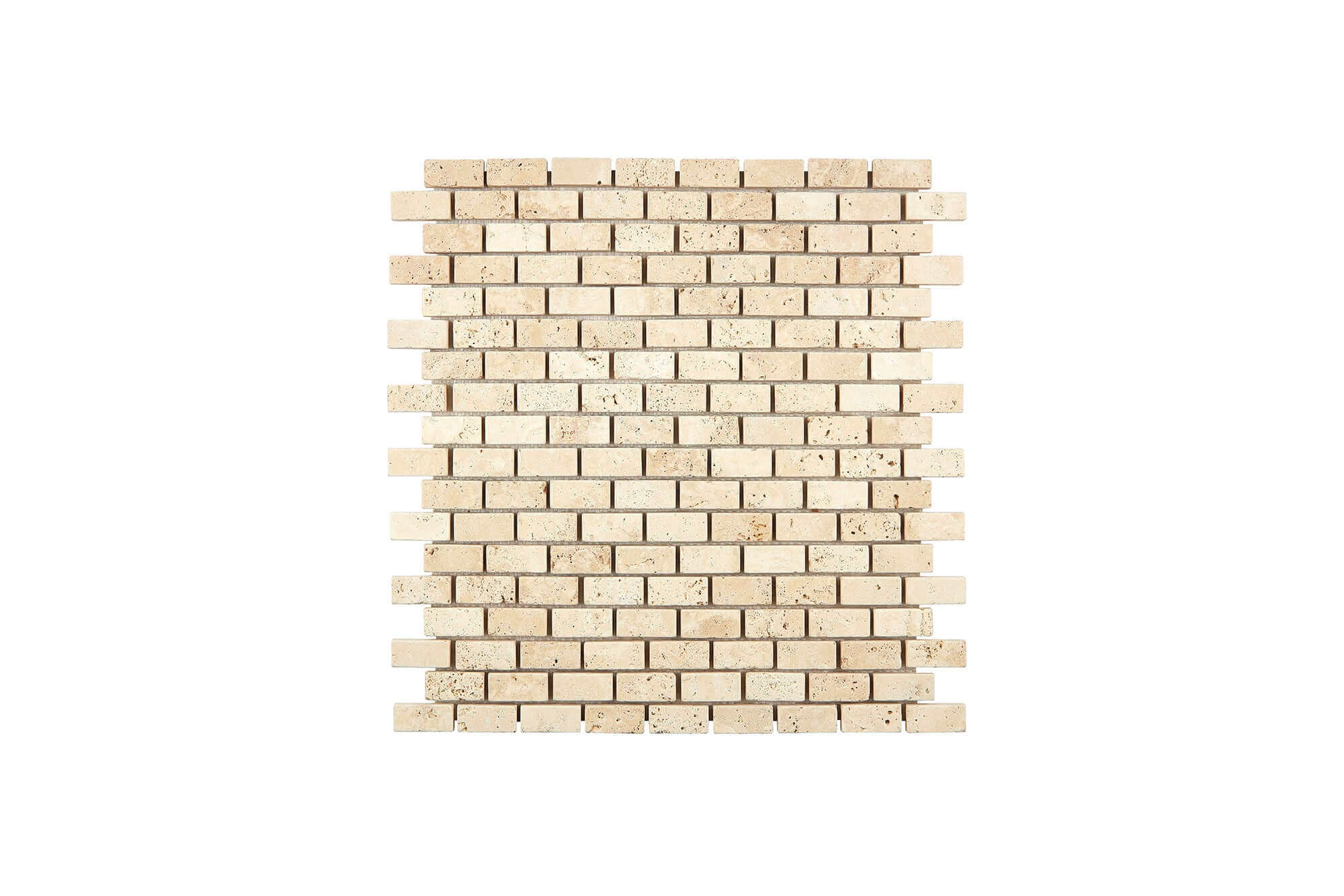 Ivory Travertine Mosaic Mini Brick Tumbled