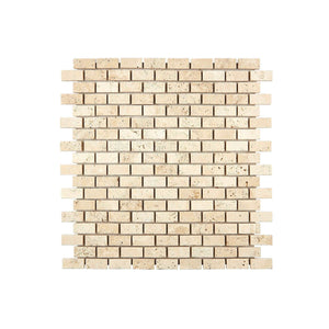 Ivory Travertine Mosaic Mini Brick Tumbled