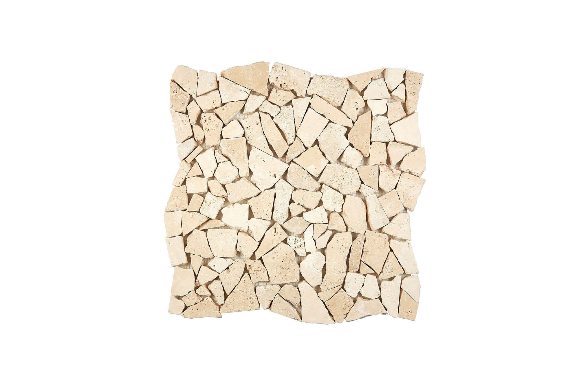 Ivory Travertine Mosaic Pebble Tumbled