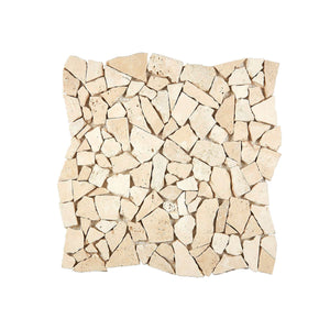 Ivory Travertine Mosaic Pebble Tumbled