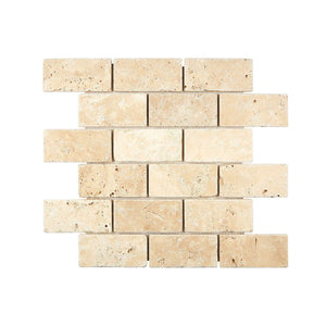 Ivory Travertine Mosaic 2 x 4 Tumbled