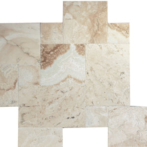 Latravonya Travertine Onyx Versailles Pattern Tile Chiseled Brushed