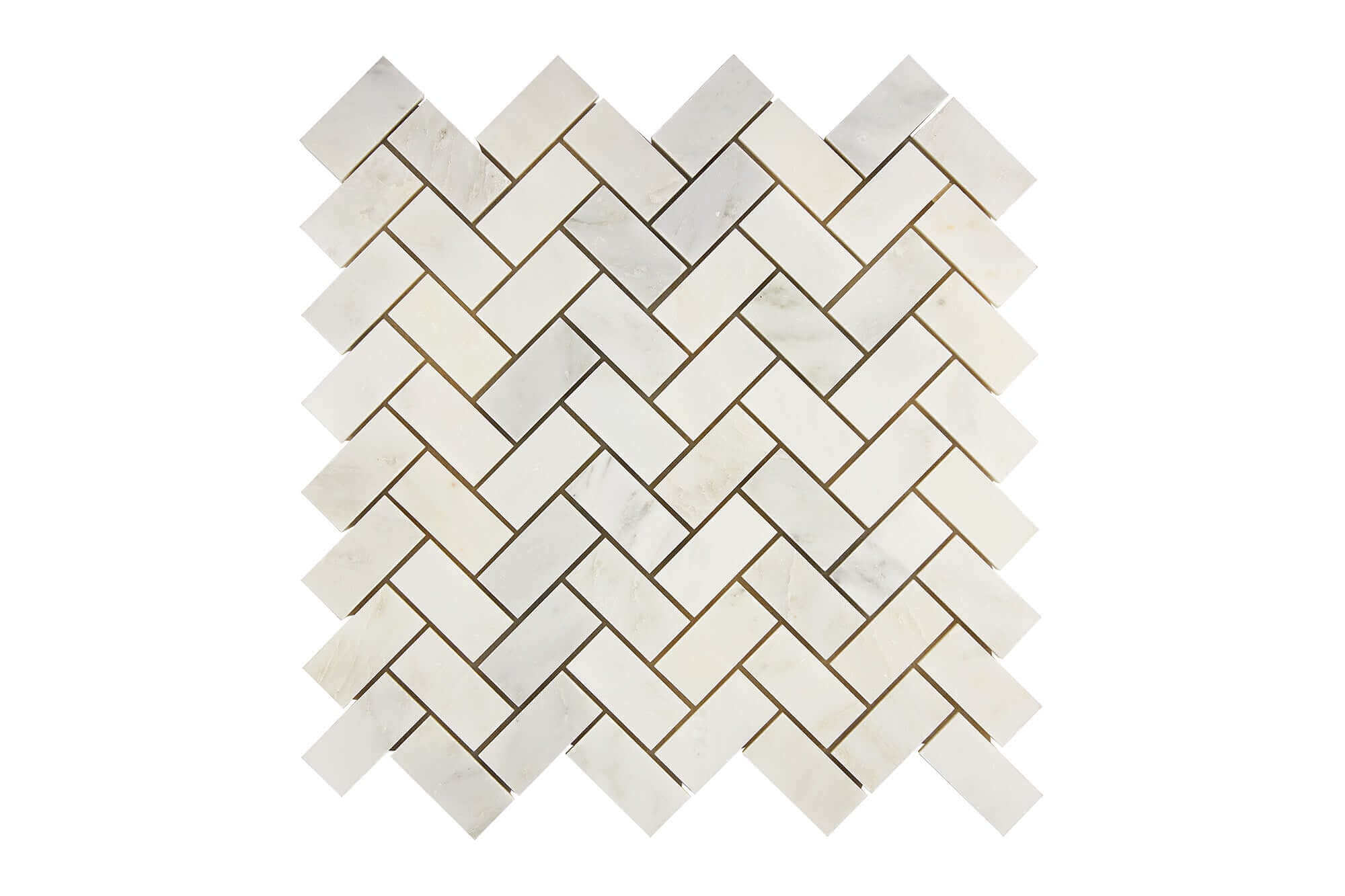 Oriental White Marble Mosaic 1 x 2 Herringbone Polished