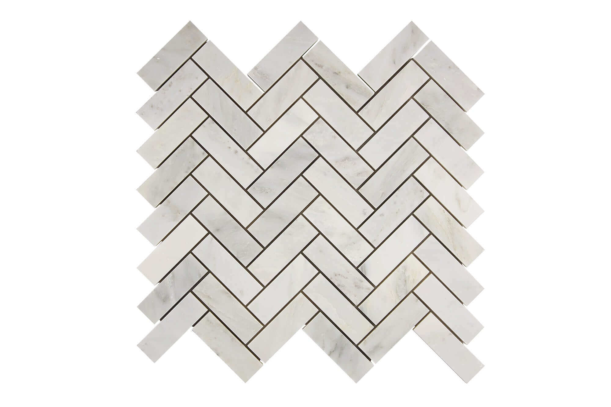 Oriental White Marble Mosaic 1 x 3 Herringbone Honed