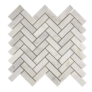 Oriental White Marble Mosaic 1 x 3 Herringbone Honed