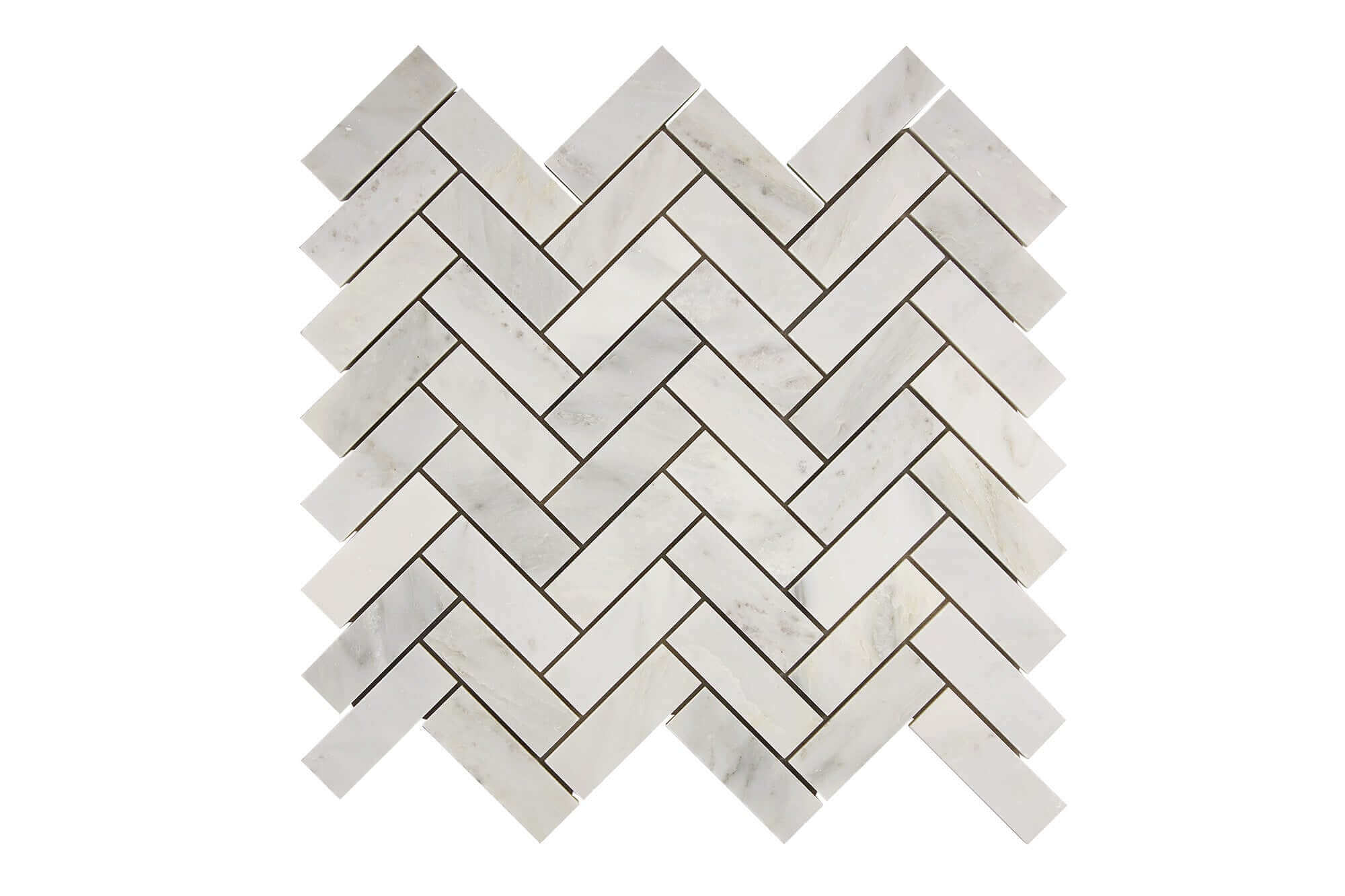 Oriental White Marble Mosaic 1 x 3 Herringbone Polished