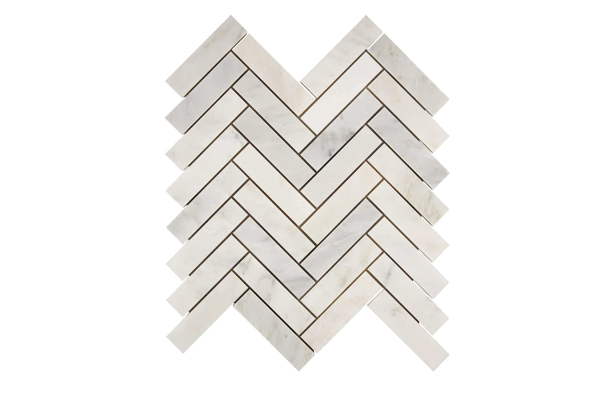 Oriental White Marble Mosaic 1 x 4 Herringbone Polished