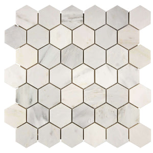 Oriental White Marble Mosaic 2 Hexagon Honed