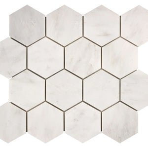 Oriental White Marble Mosaic 3 Hexagon Honed