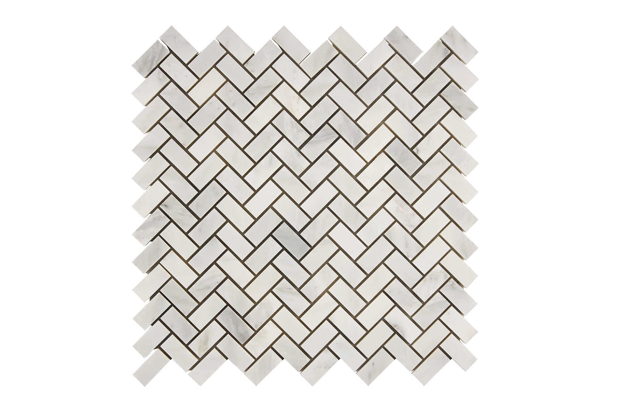 Oriental White Marble Mosaic Mini Herringbone Honed