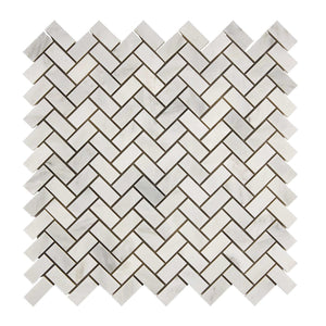 Oriental White Marble Mosaic Mini Herringbone Honed