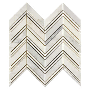 Oriental White Marble Mosaic Chevr Single Color Honed