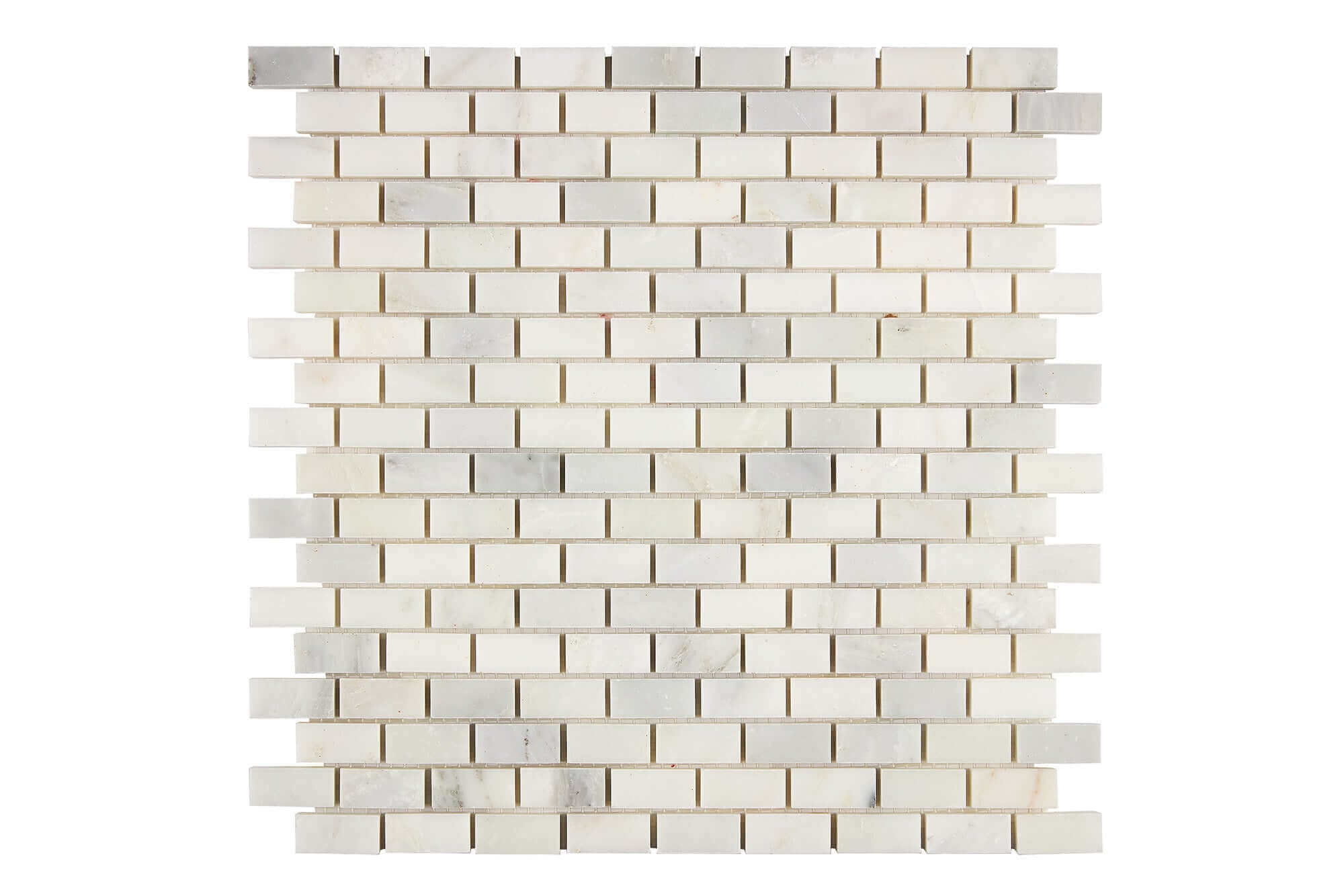 Oriental White Marble Mosaic 5/8 x 1 1/4 Mini Brick Honed