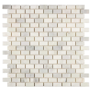Oriental White Marble Mosaic 5/8 x 1 1/4 Mini Brick Polished