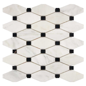 Oriental White Marble Mosaic Octave with Black dots Honed