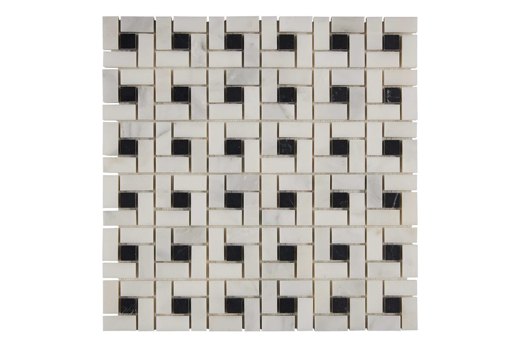 Oriental White Marble Mosaic PinWheel Black Polished