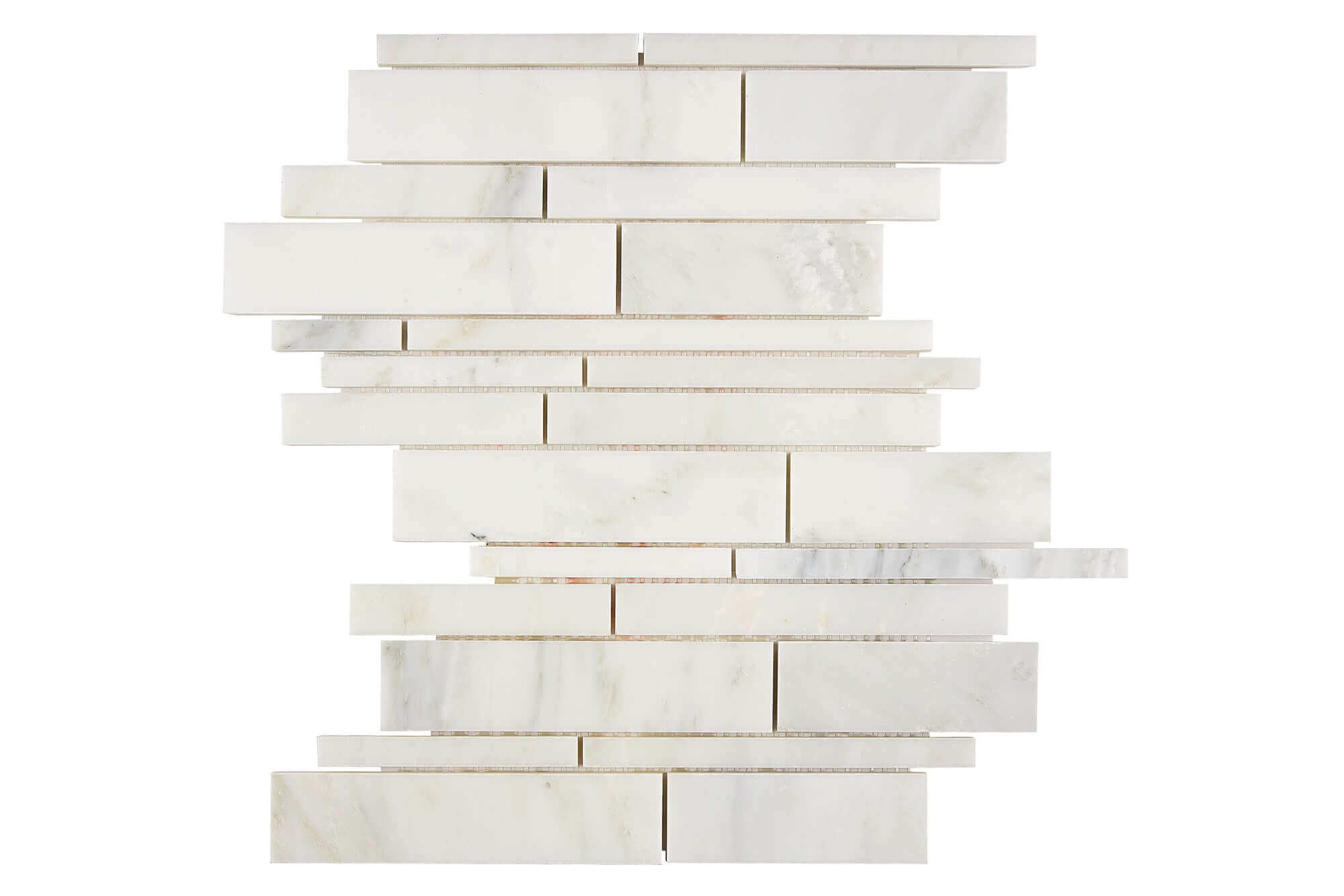 Oriental White Marble Mosaic Random Strip Honed