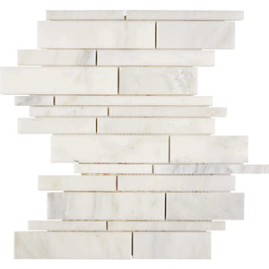 Oriental White Marble Mosaic Random Strip Honed