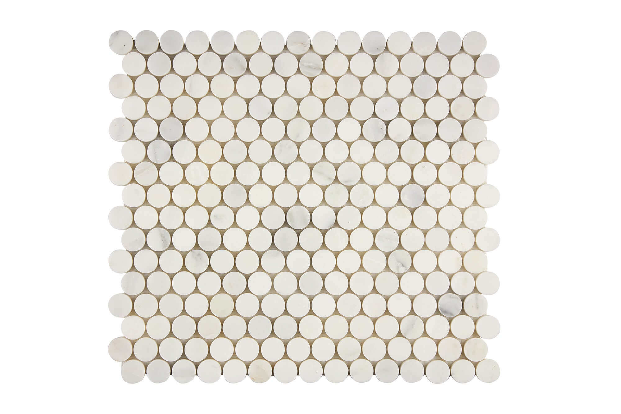 Oriental White Marble Mosaic 3/4 Penny Round Polished