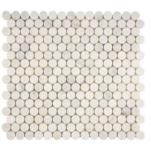 Oriental White Marble Mosaic 3/4 Penny Round Polished