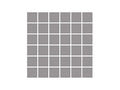 Grid of small 2x2 gray porcelain pool mosaic tile squares on a white background