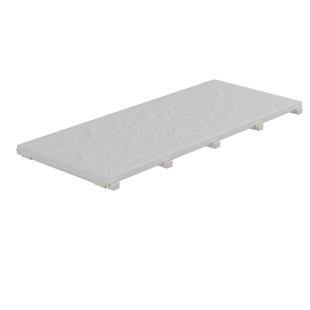 SeraPool RELAX full-body porcelain concealed drain grate in Gray color and 12x26 size, studio image with integrated supports.