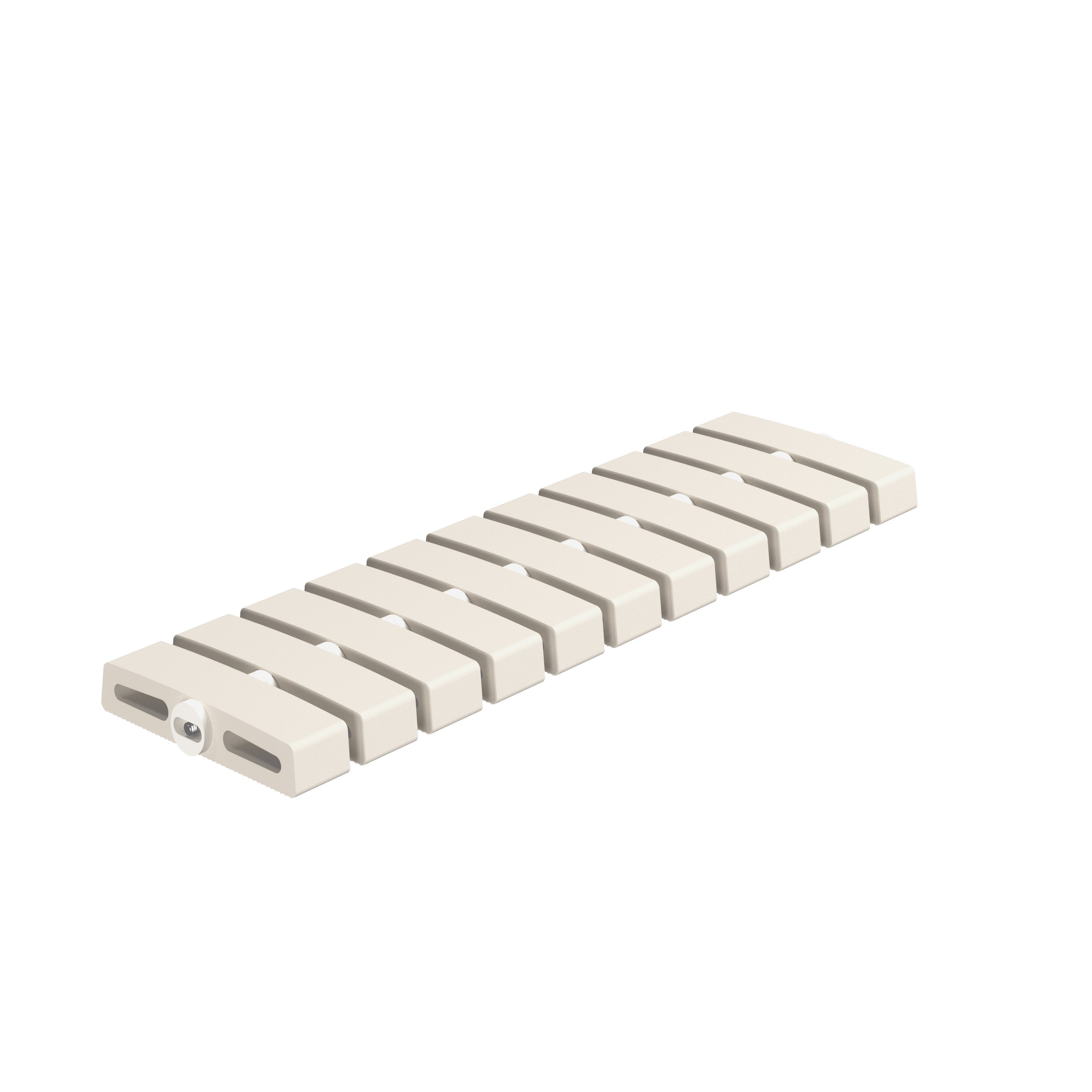 SeraPool RELAX flexible porcelain drain grate, beige, 6×20, studio view on white background.