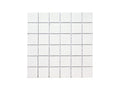 White square porcelain pool tiles arranged in a grid pattern on a white background