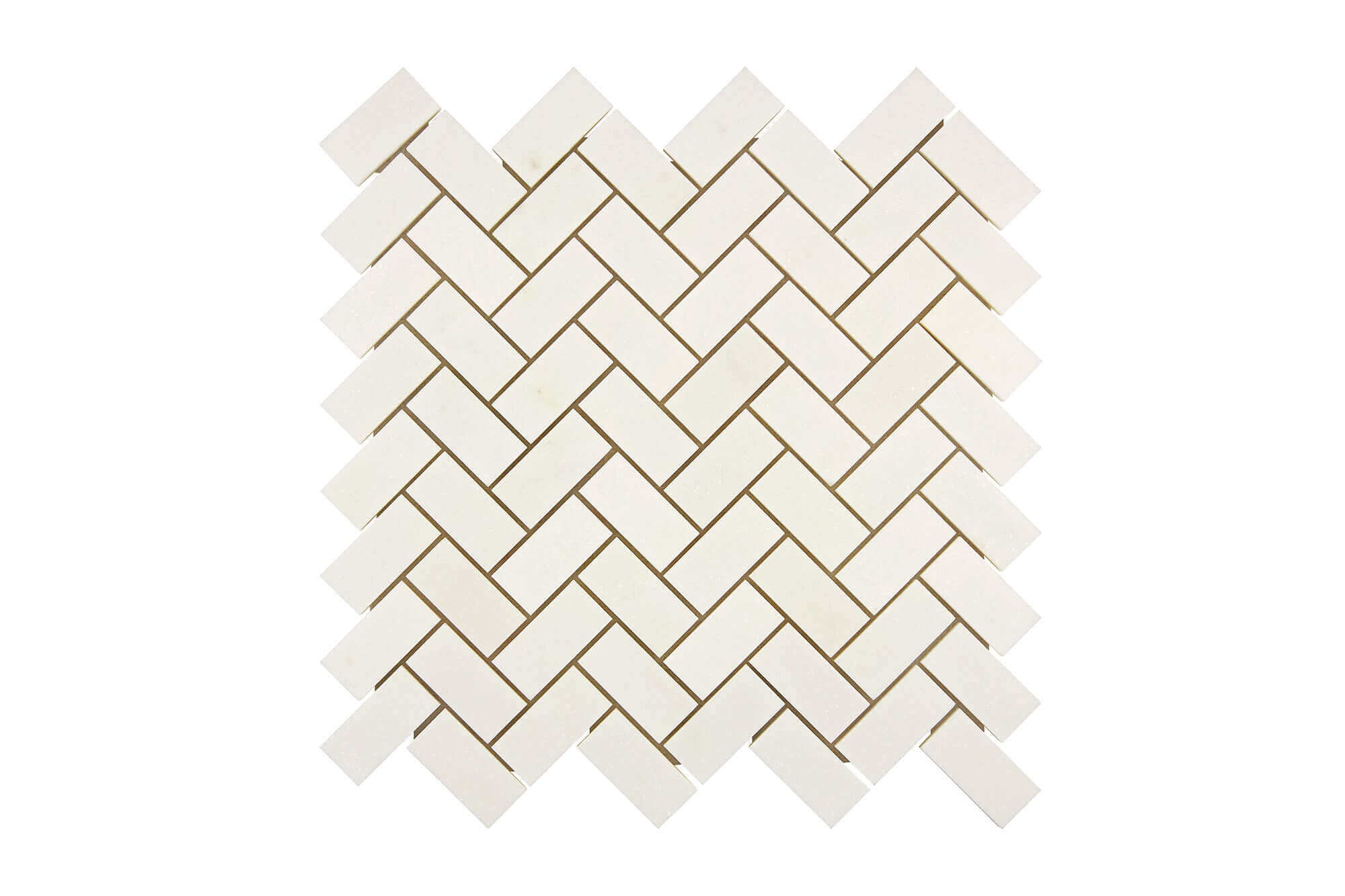 Thassos White Marble Mosaic 1 x 2 Herringbone Honed