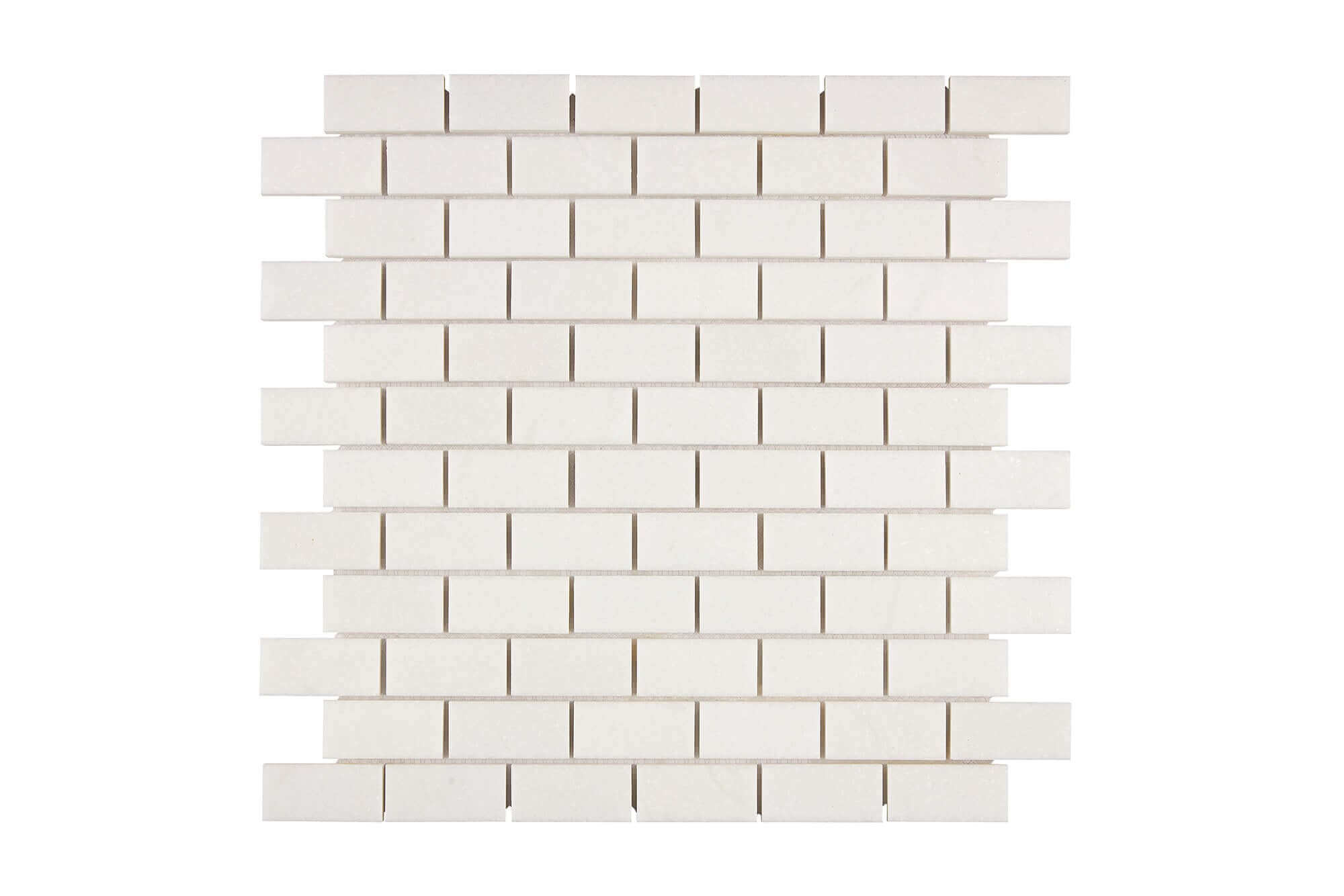 Thassos White Marble Mosaic 1 x 2 Brick Honed