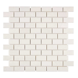 Thassos White Marble Mosaic 1 x 2 Brick Honed