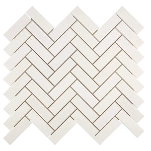 Thassos White Marble Mosaic 1 x 3 Herringbone Honed