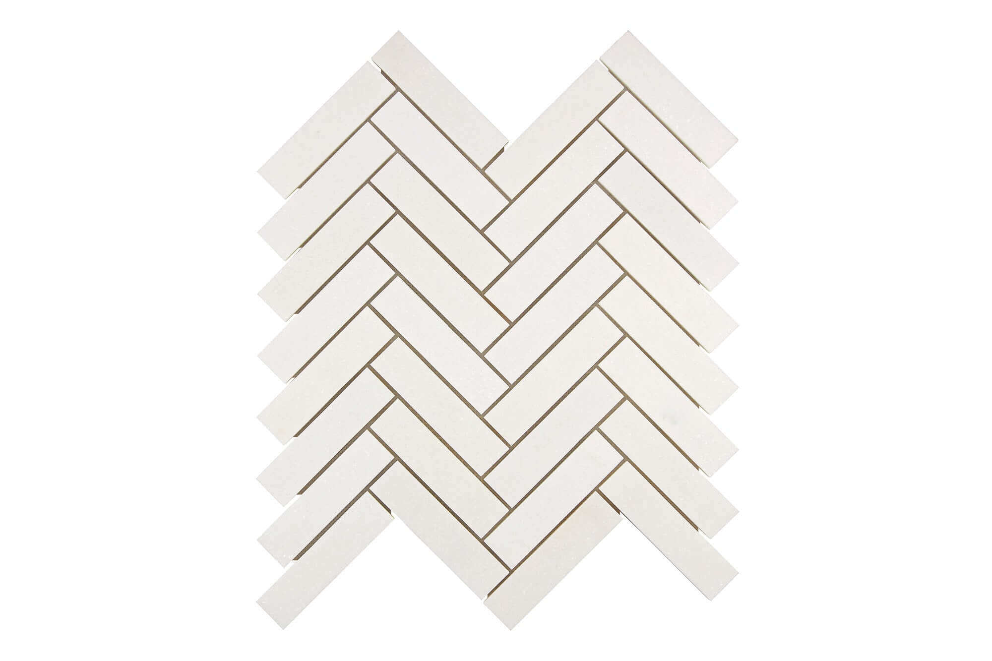 Thassos White Marble Mosaic 1 x 4 Herringbone Honed