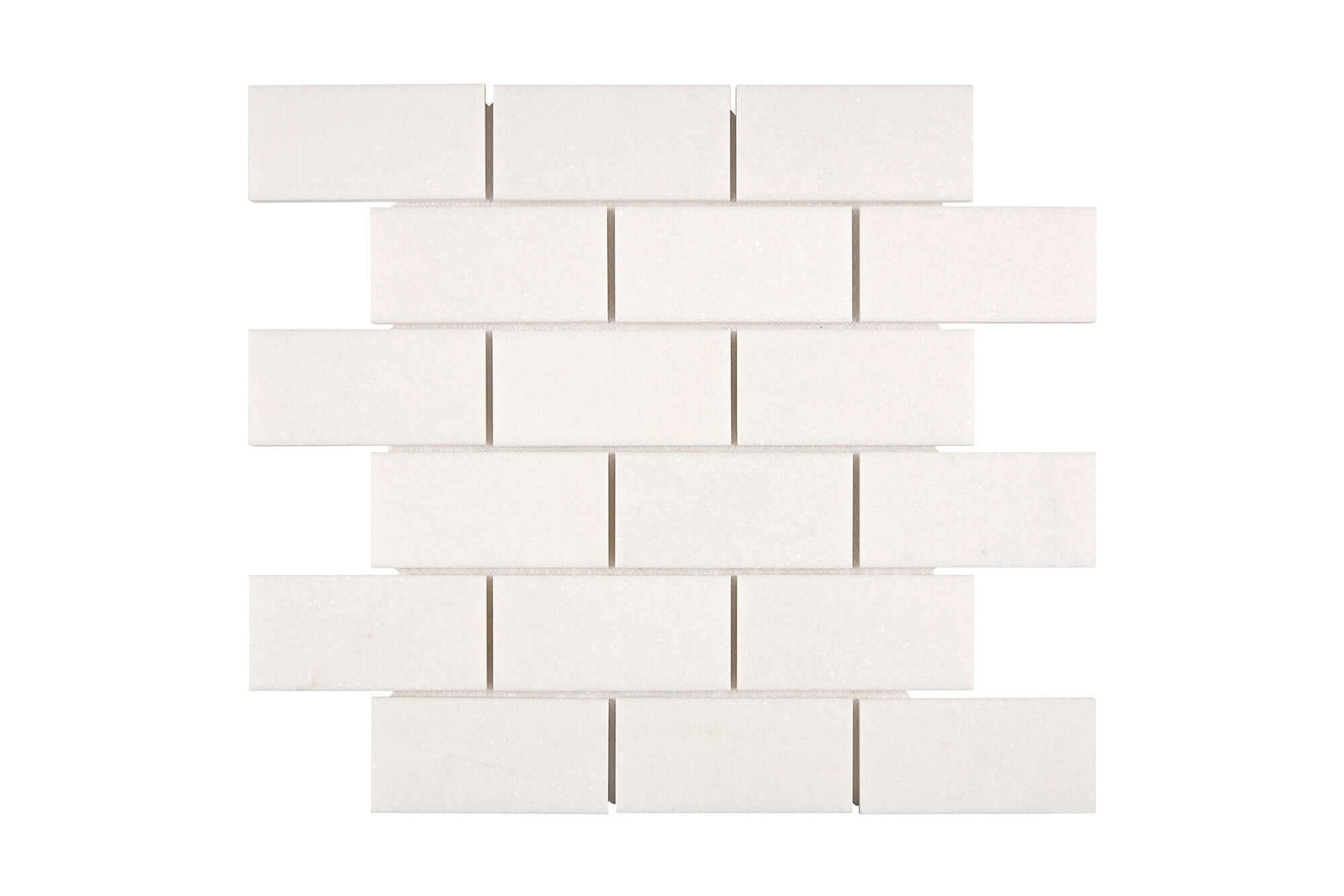 Thassos White Marble Mosaic 2 x 4 Brick Honed