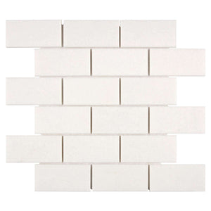 Thassos White Marble Mosaic 2 x 4 Brick Honed