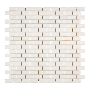 Thassos White Marble Mosaic 5/8 x 1 1/4 Mini Brick Honed