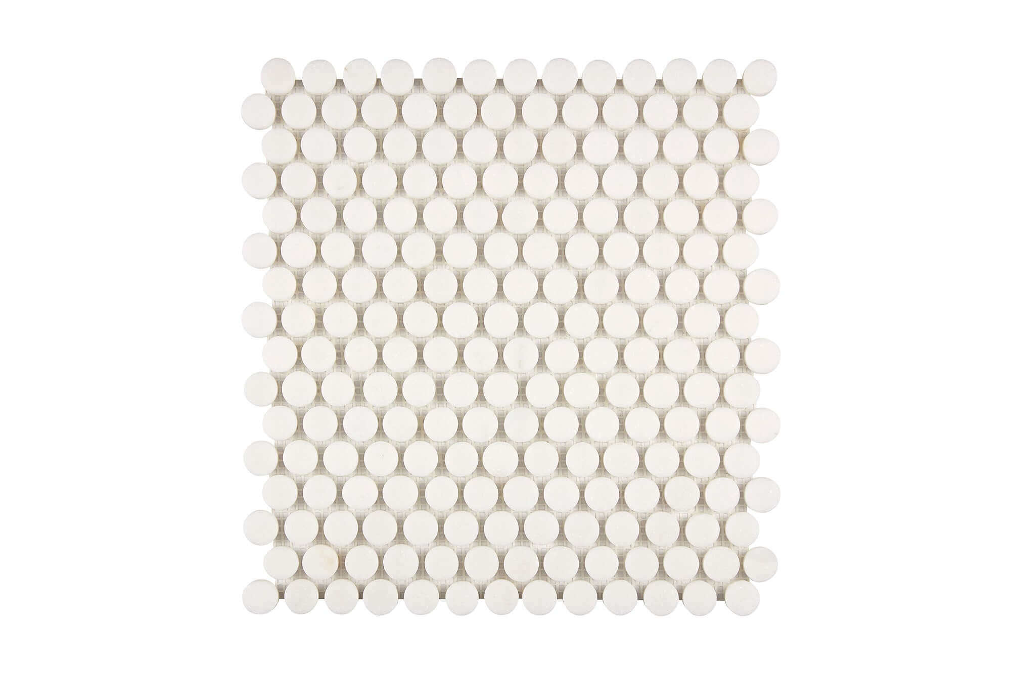 Thassos White Marble Mosaic Penny Round Polished