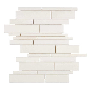 Thassos White Marble Mosaic Random Strip Honed