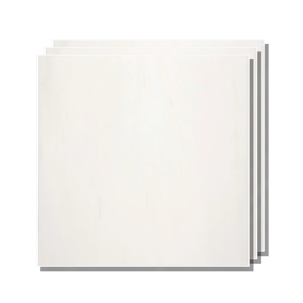 Stacked Aria Bianco Dolomite 18x18 marble tiles showing consistent color range and natural variation across pieces.